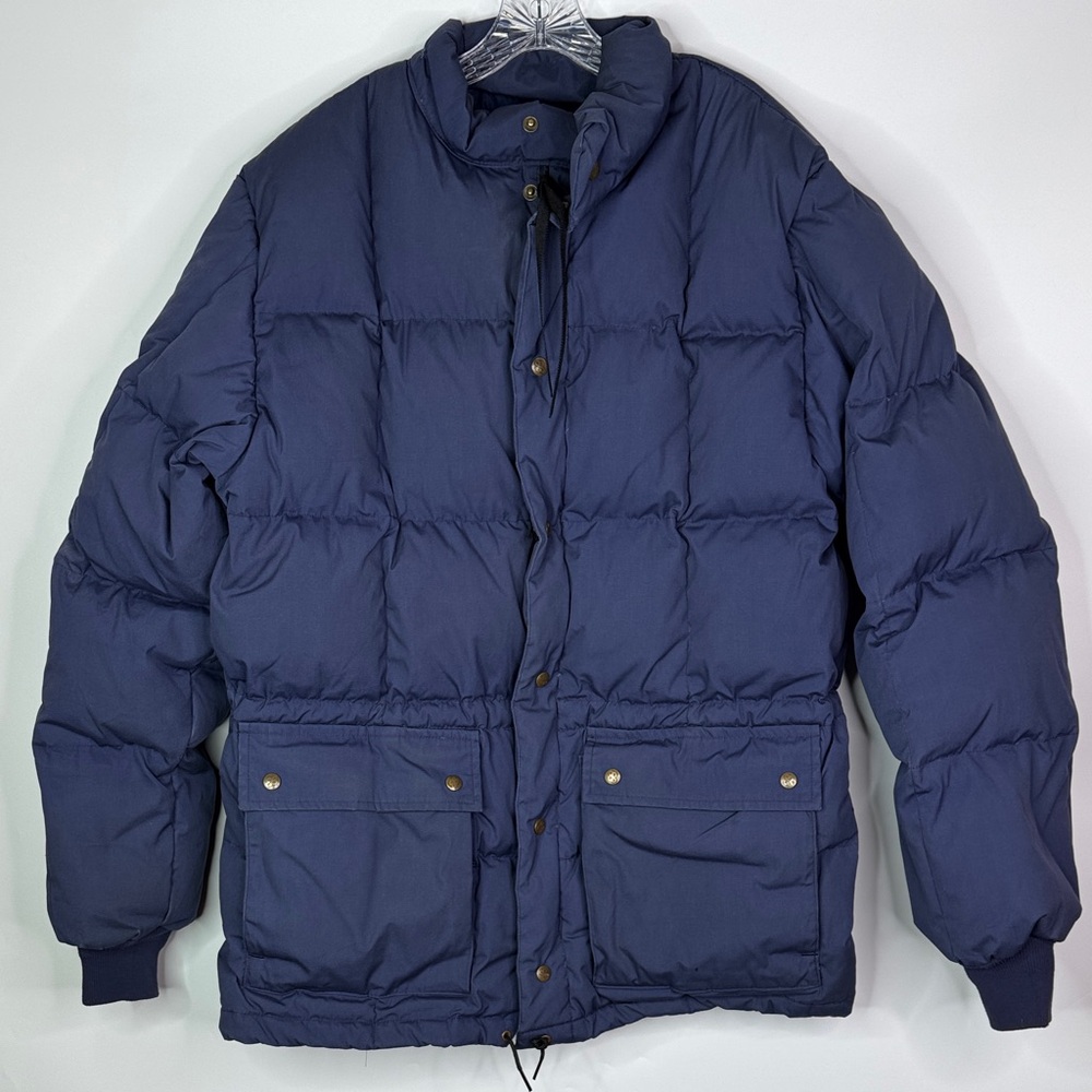 Vintage Eddie Bauer Goose Down Navy Blue Parka Jacket Size Large Tall